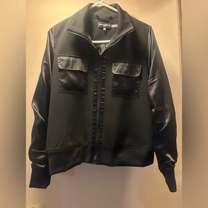 Karl Lagerfeld Black Satin Sleeve Jacket - Like New Size M